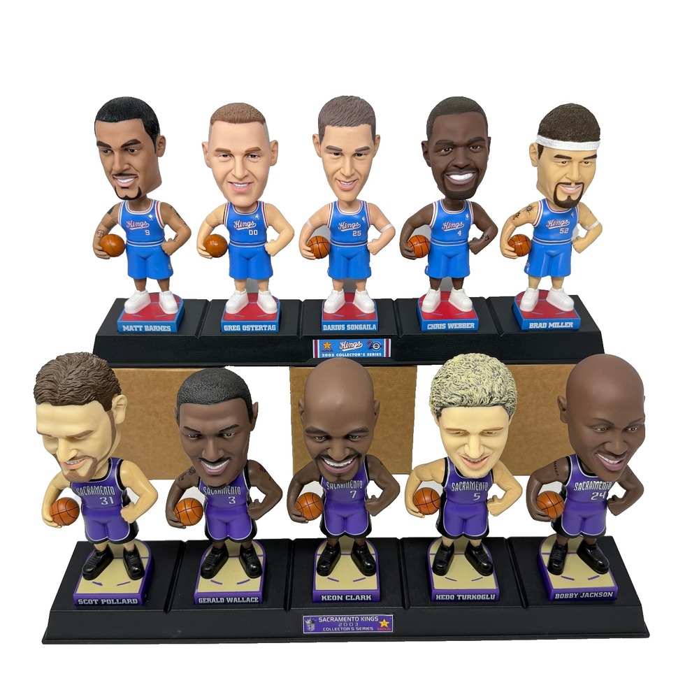 Sacramento Kings Carl's Jr Bobblehead Lot 10 2003 2005 Complete Sets Bases Boxes